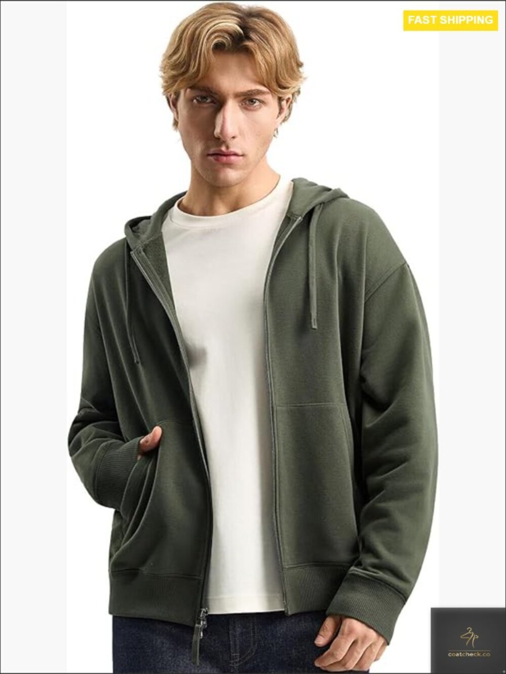 Two-Way Zip Up Hoodie Midweight French Terry Cotton Blend Unisex Sweatshirt